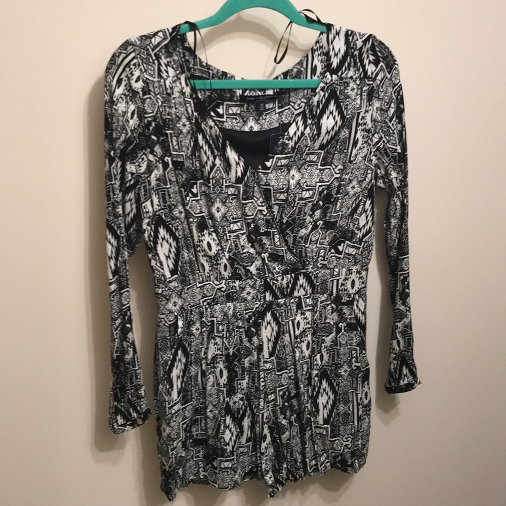 Black and White Printed Romper